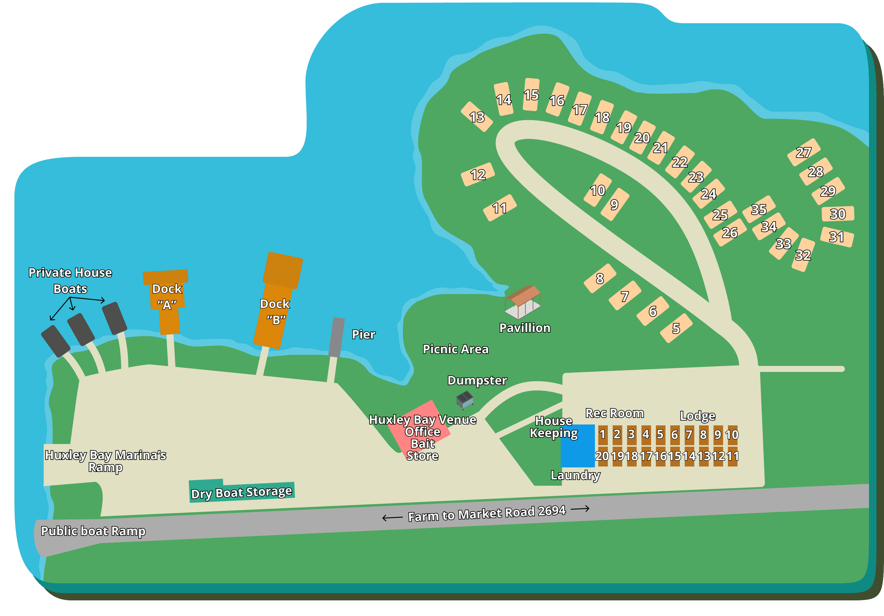 Huxley Bay Marina RV Park & Hotel